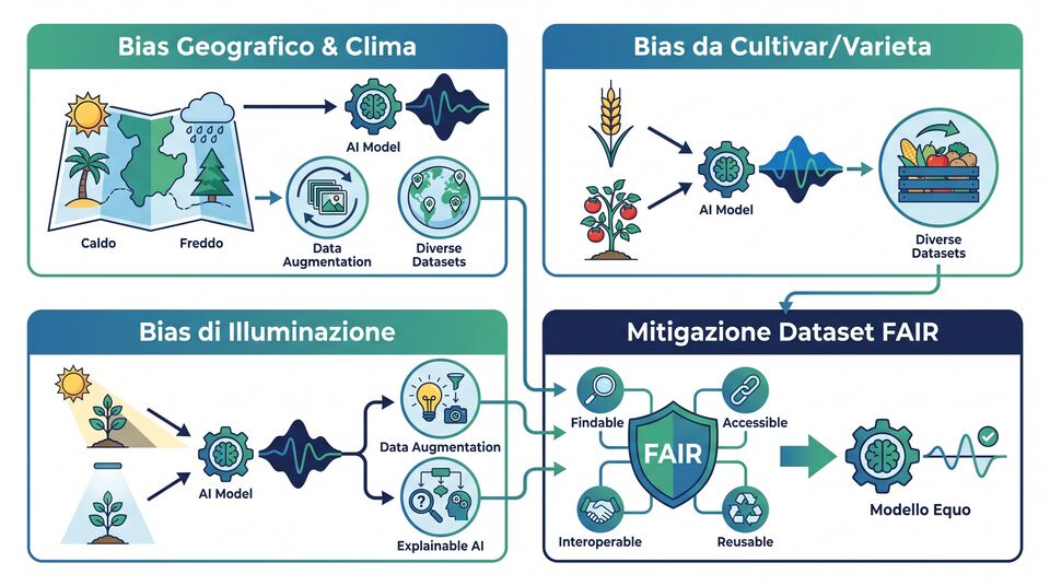 Bias geografico, di cultivar e di illuminazione nei dataset agricoli e mitigazione con dataset FAIR