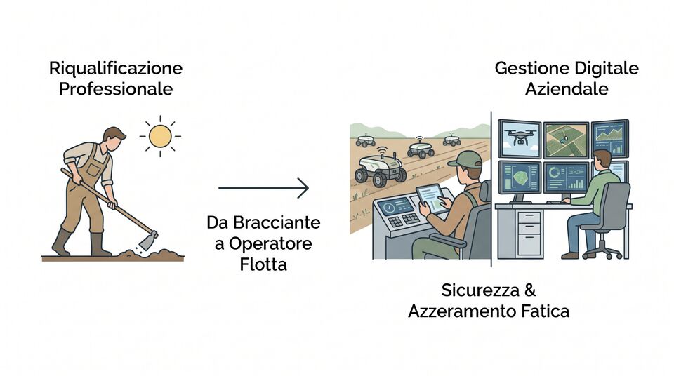 Schema riqualificazione professionale: da bracciante a operatore di flotta con gestione digitale aziendale
